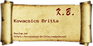 Kovacsics Britta névjegykártya